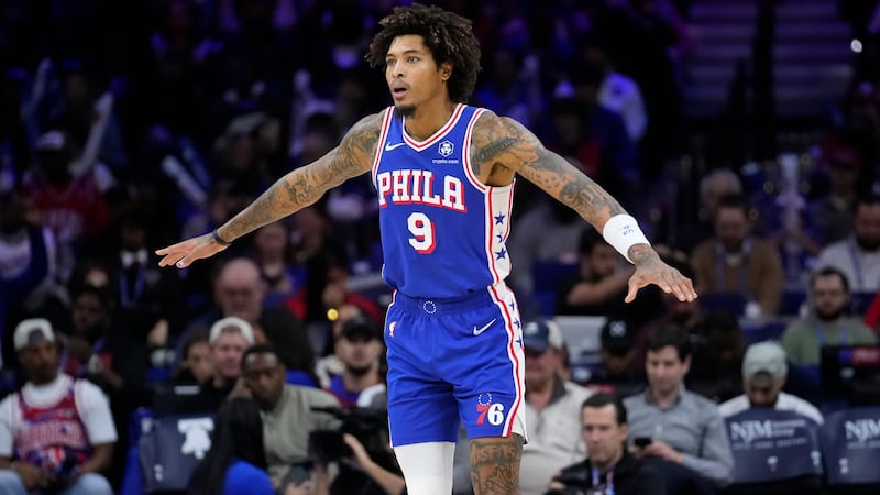 Philadelphia 76ers' Kelly Oubre Jr. plays during an NBA basketball game, Monday, Nov. 6, 2023,...