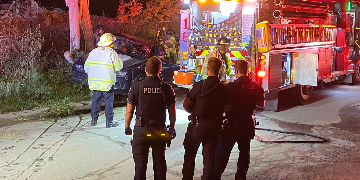 Two hospitalized after car crashes into power pole on Smead Avenue