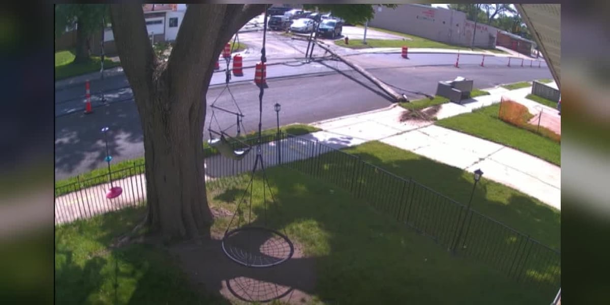 Hit Electric Line Four utility poles toppled after semi hit power lines in Toledo