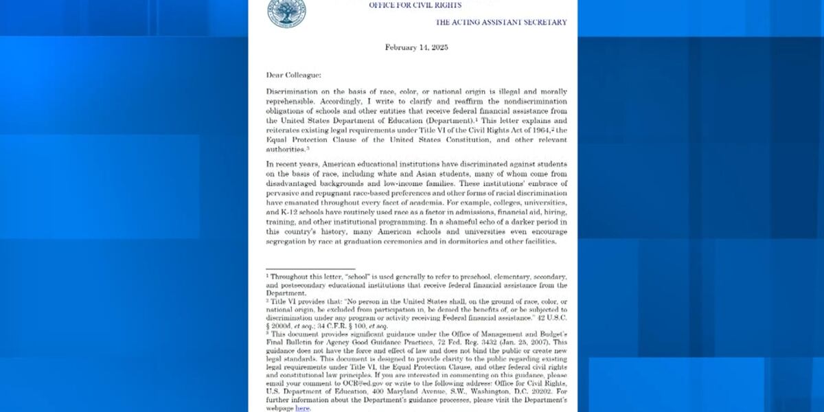 Schools await DEI letter from US Department of Education