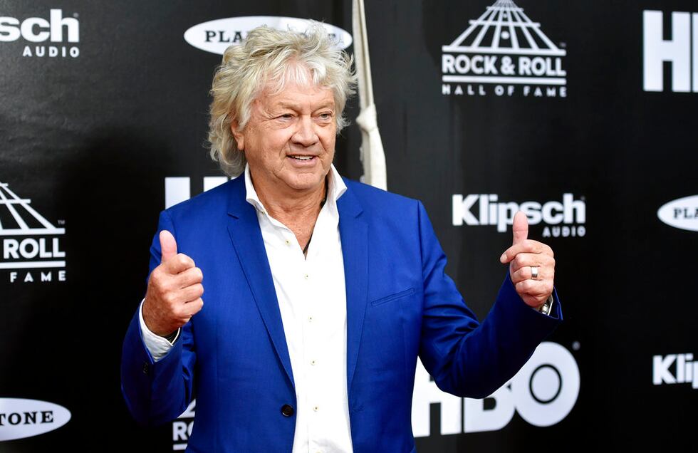 John Lodge, bassist for the Moody Blues, arrives on the red carpet before the Rock and Roll...