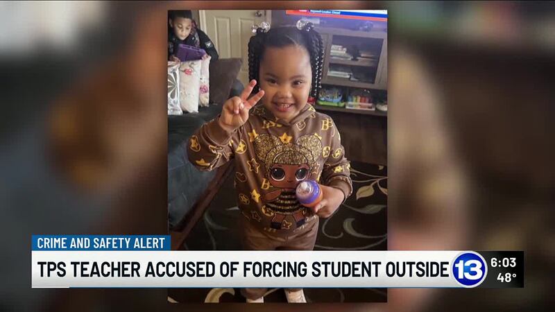 A crying three-year-old girl at Beverly Elementary was allegedly forced to stand outside in...