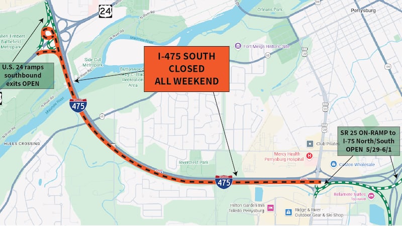 Closures to southbound I-475 will resume May 29 at 8 p.m. south of U.S. Route 24, including...