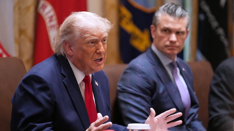 President Donald Trump speaks during a Cabinet meeting at the White House, Wednesday, May 27,...