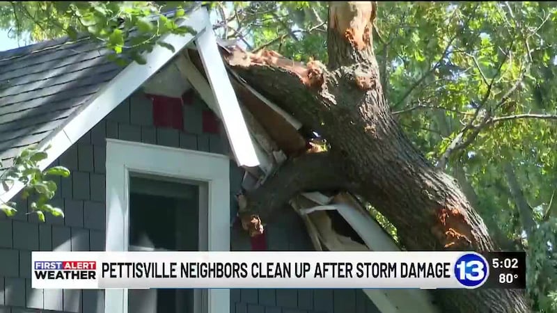 Strong winds knocked down power lines and sent trees crashing into homes in Pettisville.